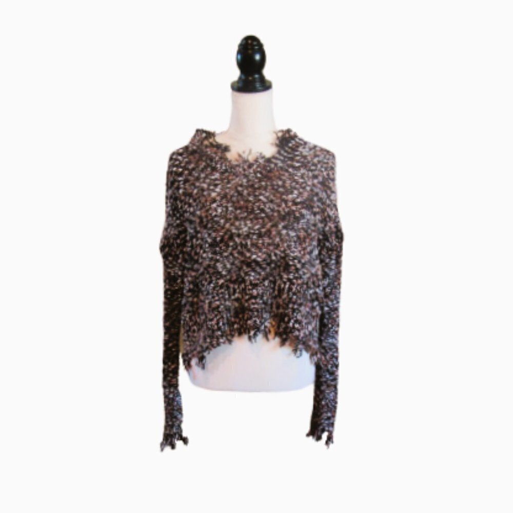 Forever 21 Made with‎ Love Sweater with Ragged Sleeves and Collar Casual